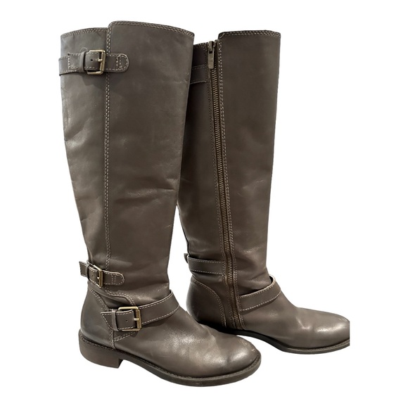 Enzo Angiolini Riding Boots Leather Zip Up Buckle Gray Brown Women’s Size 8M - Picture 4 of 9